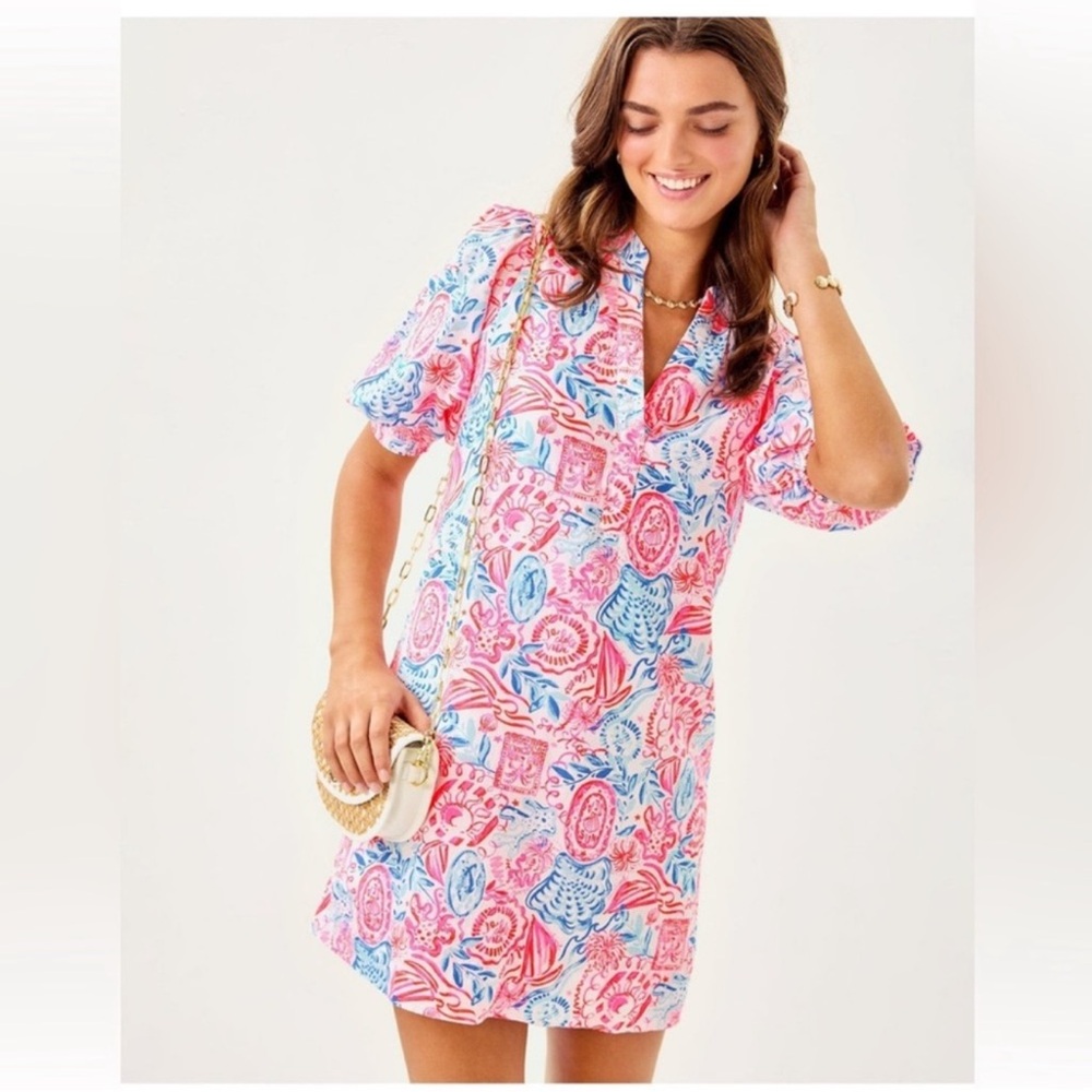 NWT LILLY PULITZER MIALEIGH LINEN DRESS LIL SUN SEA SAND